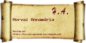 Horvai Annamária névjegykártya